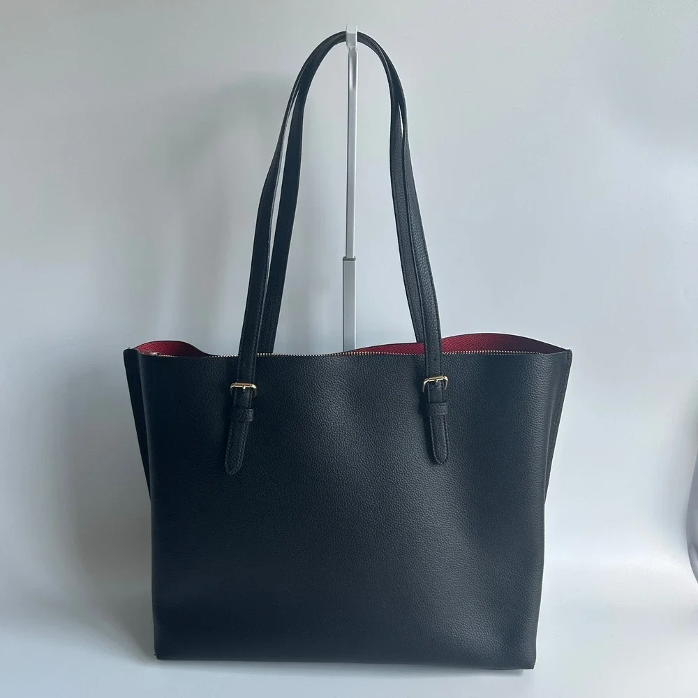 Coach Mollie Tote Black Pebbled Leather Shoulder Bag 1671